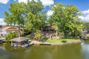 Exterior - The Early Favorite: Spacious Lakefront Retreat with Private Dock, Water Access Game Room, and Views! (Hot Springs)