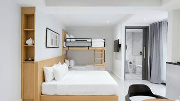 Quadruple with Balcony A | In-room safe, blackout drapes, soundproofing, iron/ironing board