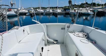 Sailboat with sanitary facilities and parking