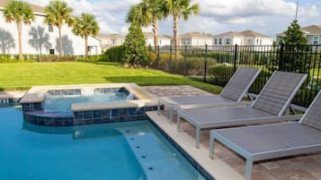 Outdoor pool, pool loungers