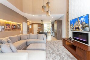 House | Living room | 60-inch Smart TV with cable channels, Netflix, Hulu