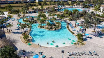 Outdoor pool, sun loungers, lifeguards on site