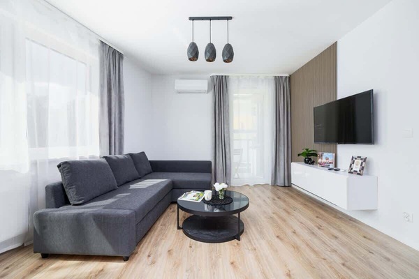 Watch your favorite shows on the flat-screen television in the elegant living area.