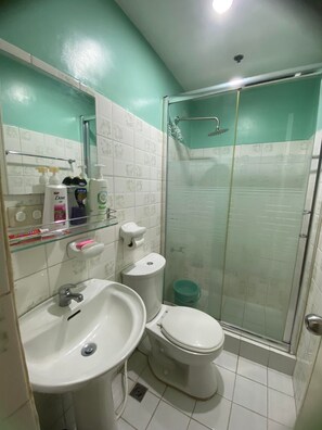 Dusche, Haartrockner, Bidet, Handtücher