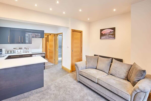 Flat-screen TV, fireplace, offices