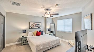 2 bedrooms, iron/ironing board, travel crib, internet