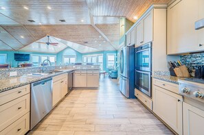 Fridge, microwave, oven, stovetop - Driftwood - Village at Nags Head MP 15, Oceanfront, Elevator, Pool, Hot Tub, Pool Table, Pets OK (Nags Head)