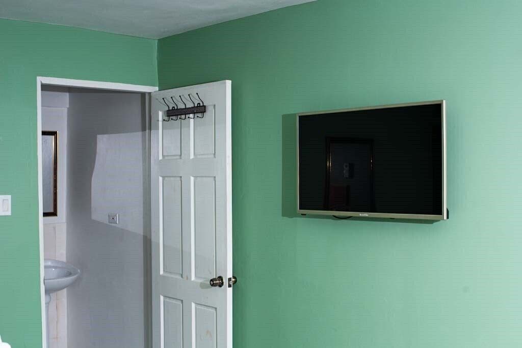 1 bedroom, desk, blackout curtains, iron/ironing board