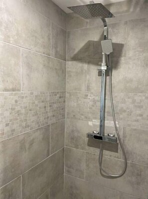 Douche, sèche-cheveux, serviettes fournies, papier toilette