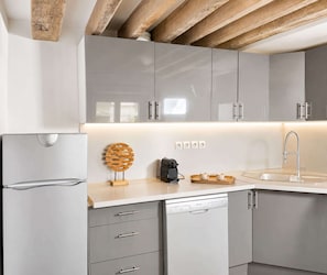 Fridge, microwave, stovetop, dishwasher - Authentic parisian property in the Marais (Paris)