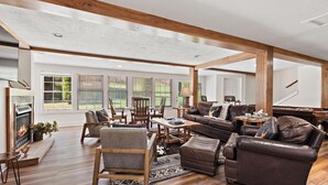 Smart TV, fireplace, video games, books