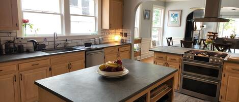 Fridge, microwave, oven, dishwasher