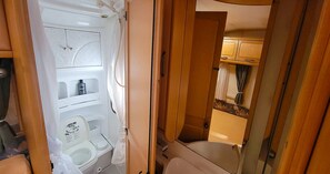 Shower, soap, toilet paper