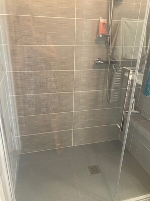 Dusche, Handtücher, Seife, Toilettenpapier