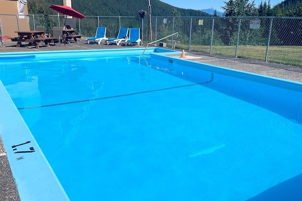 Outdoor heated pool open in July & August until Labour Day from 10am-9pm daily