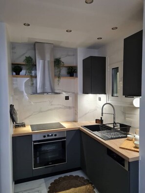 Fridge, oven, stovetop, dishwasher