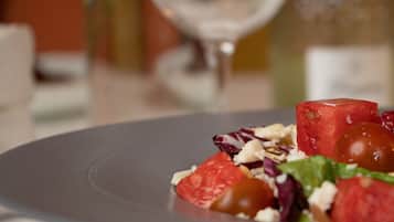 A plate with a salad.