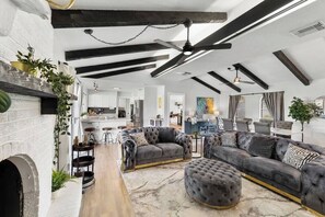 Smart TV, fireplace, video games, books