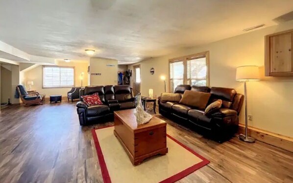 Smart TV, chimenea, reproductor de DVD y libros 