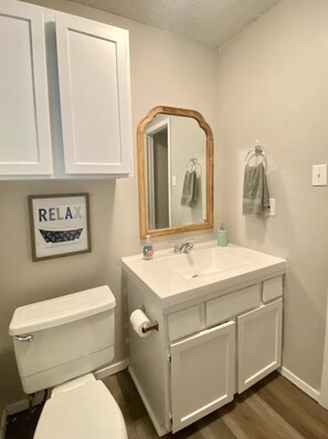 Secador de cabelo, toalhas de banho, papel higiênico