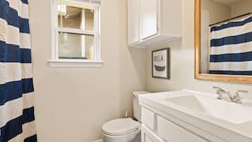 Hair dryer, towels, toilet paper