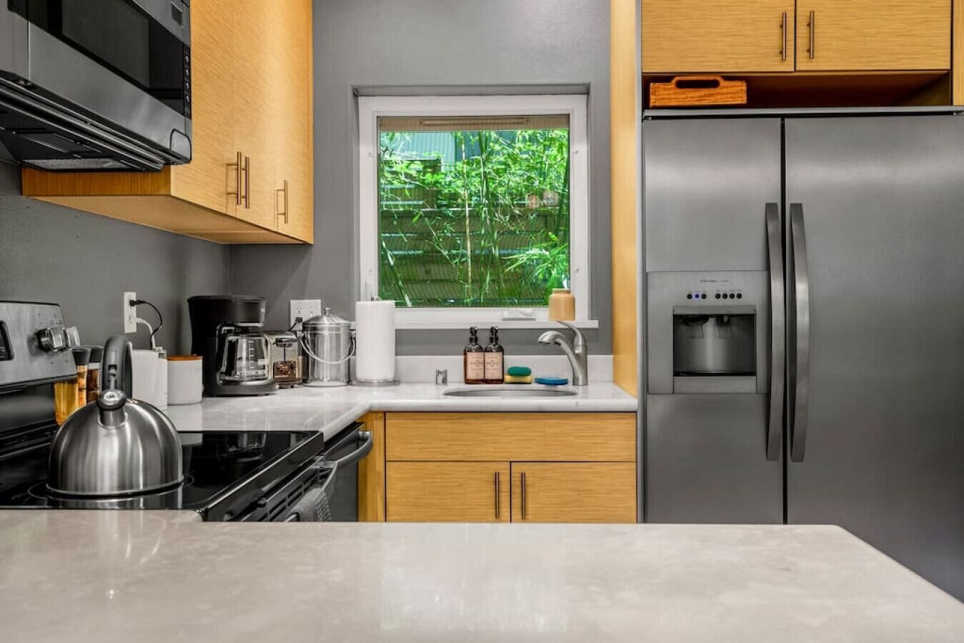 Kühlschrank, Mikrowelle, Ofen, Herdplatte