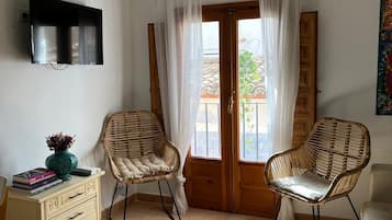 Una Smart TV, un reproductor de DVD, libros