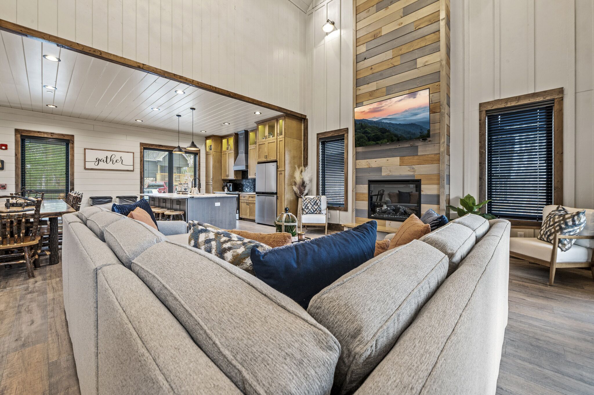 TV, fireplace, video games