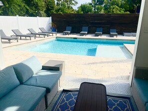 Outdoor pool, a heated pool -  Custom Beach Home - Optional heated pool. Elevator + large pool & backyard 🏖🏖 (Tybee Island)