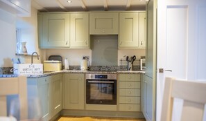 Fridge, microwave, dishwasher, coffee/tea maker