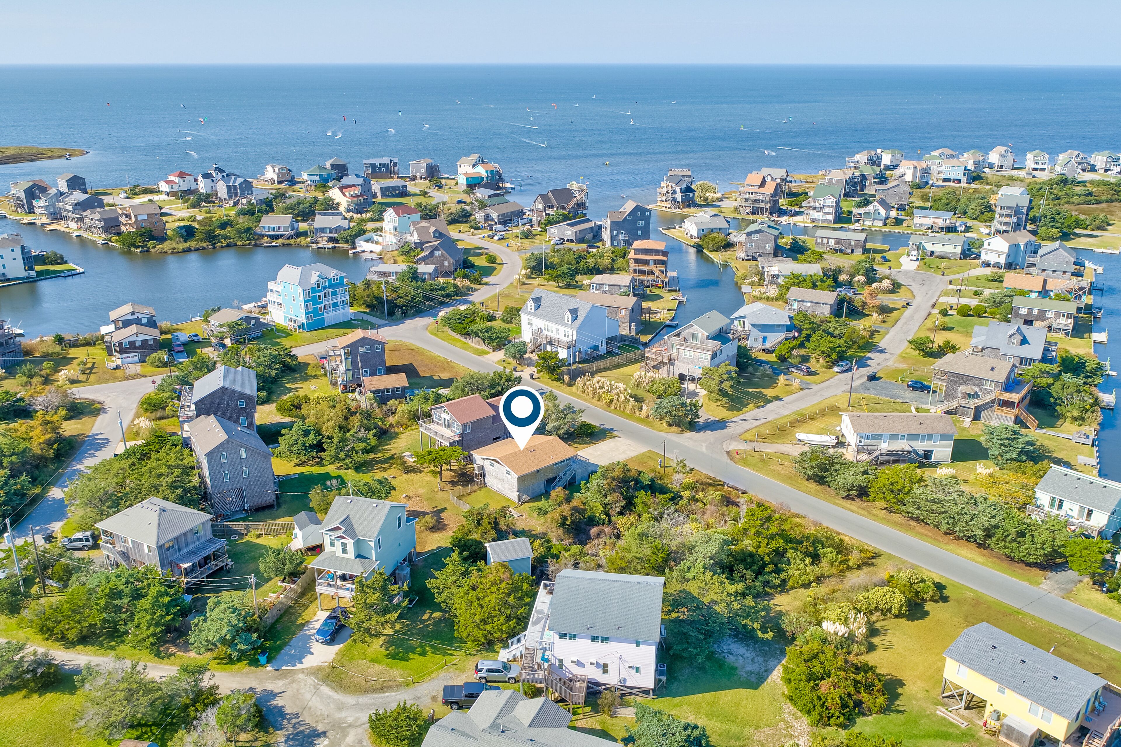 Sound-side home with a yard, central AC & washer/dryer - walk to beaches