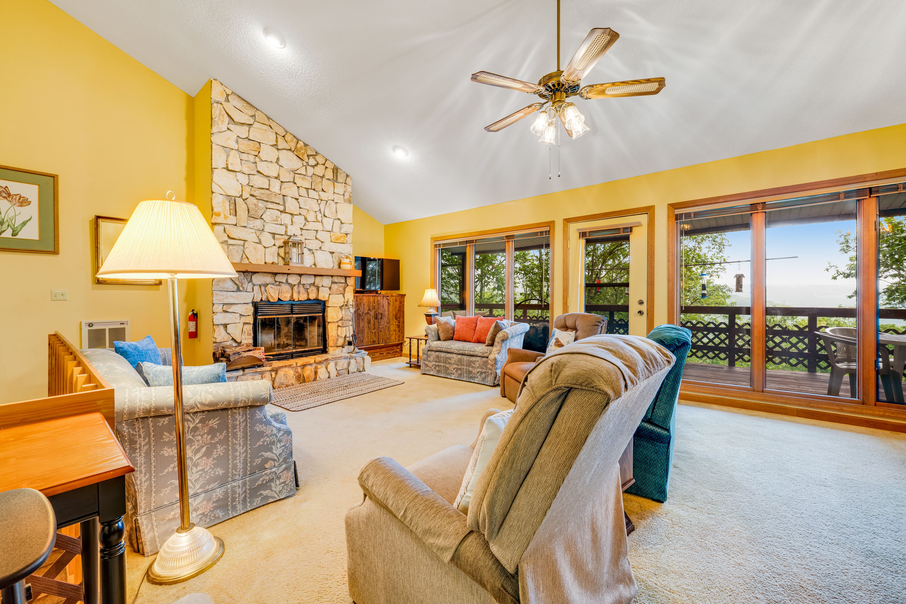 Private dog-friendly mountain home with foosball, gas grill & covered deck