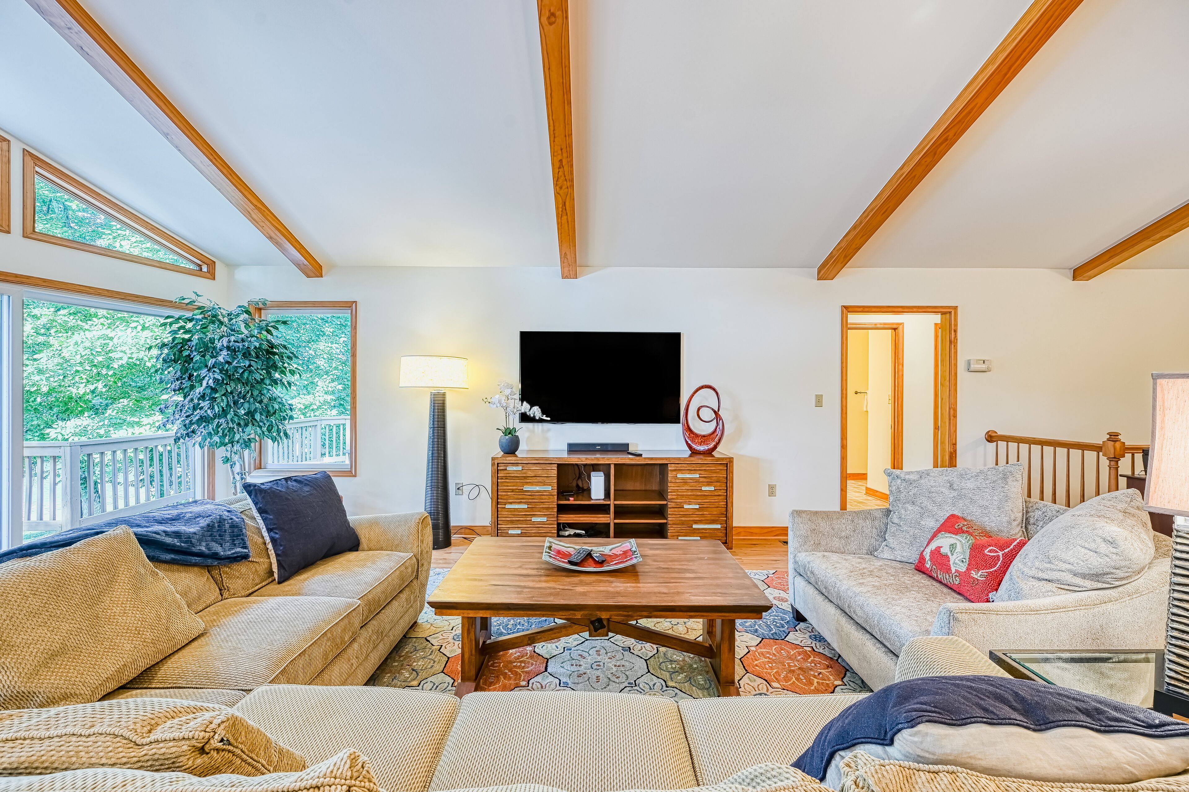 Beautiful lakefront home with large deck, firepit, dock