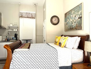 1 bedroom, desk, iron/ironing board, travel cot