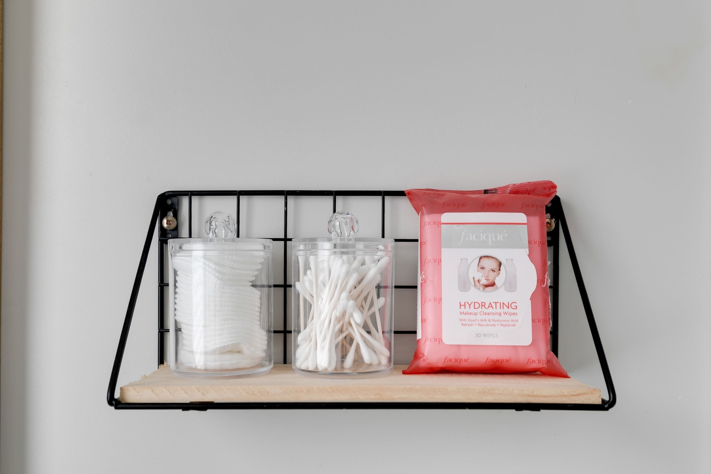 Shower, hair dryer, shampoo