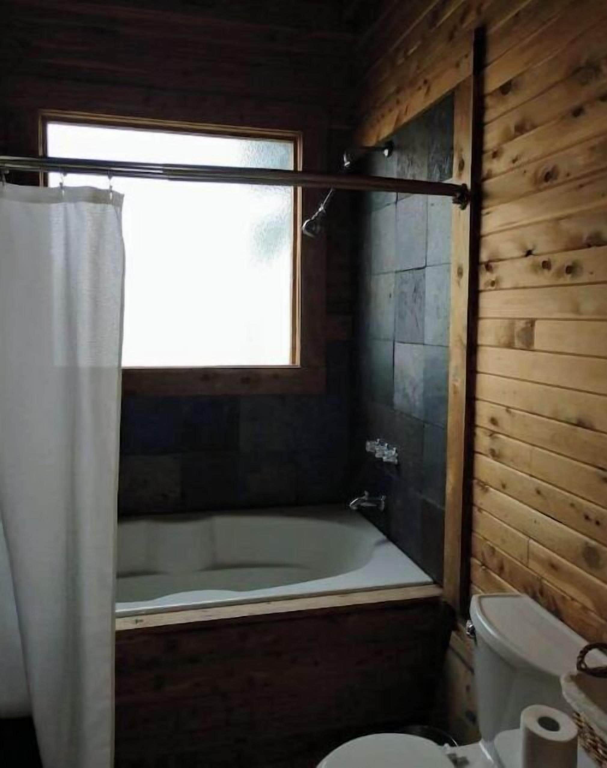 Ensemble baignoire-douche, séchoir à cheveux, serviettes fournies