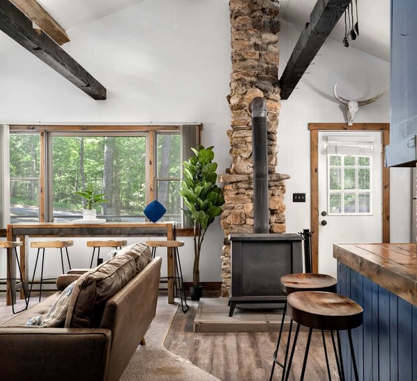 Interior - River Access Cabin w Hot Tub, FirePit & Kayaks! (Great Cacapon)