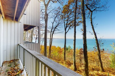 Tasteful Glen Arbor condo with beautiful Lake Michigan views, deck & fireplaces