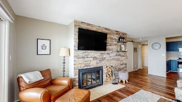 TV, fireplace