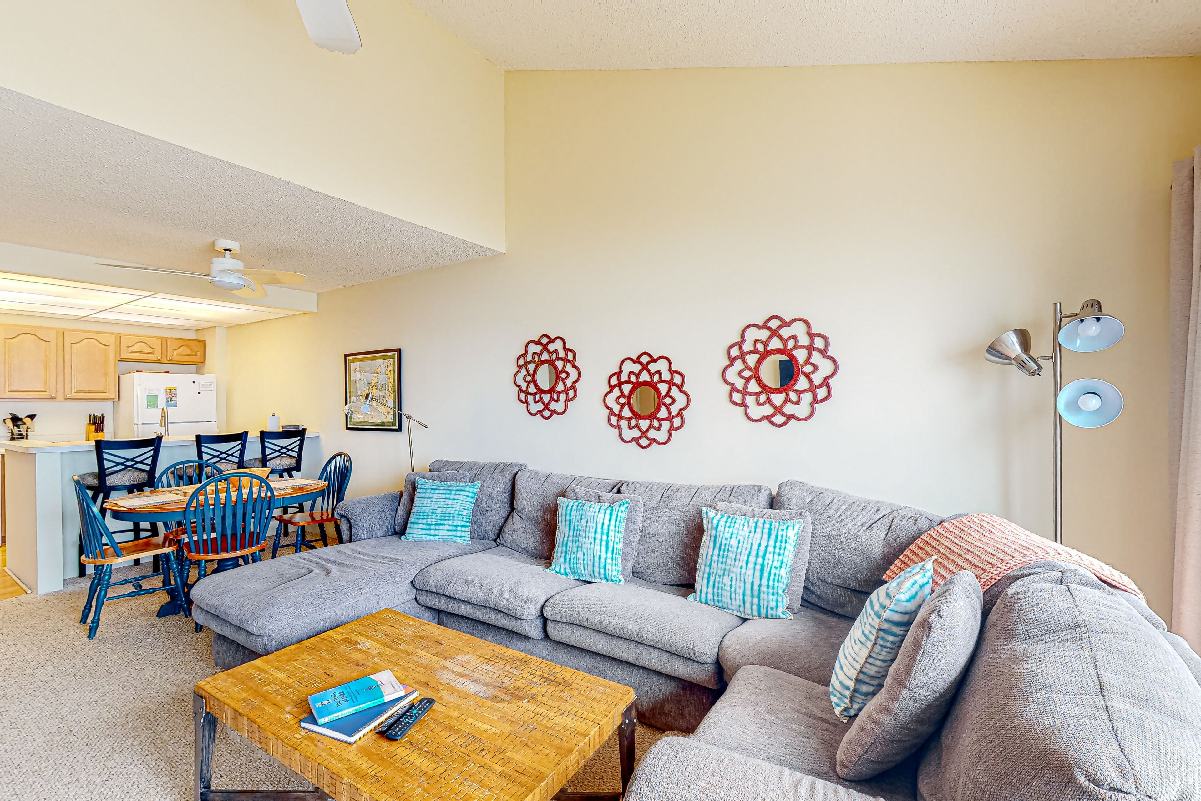 Charming and updated lake view condo with fireplace, pleasant balcony & W/D