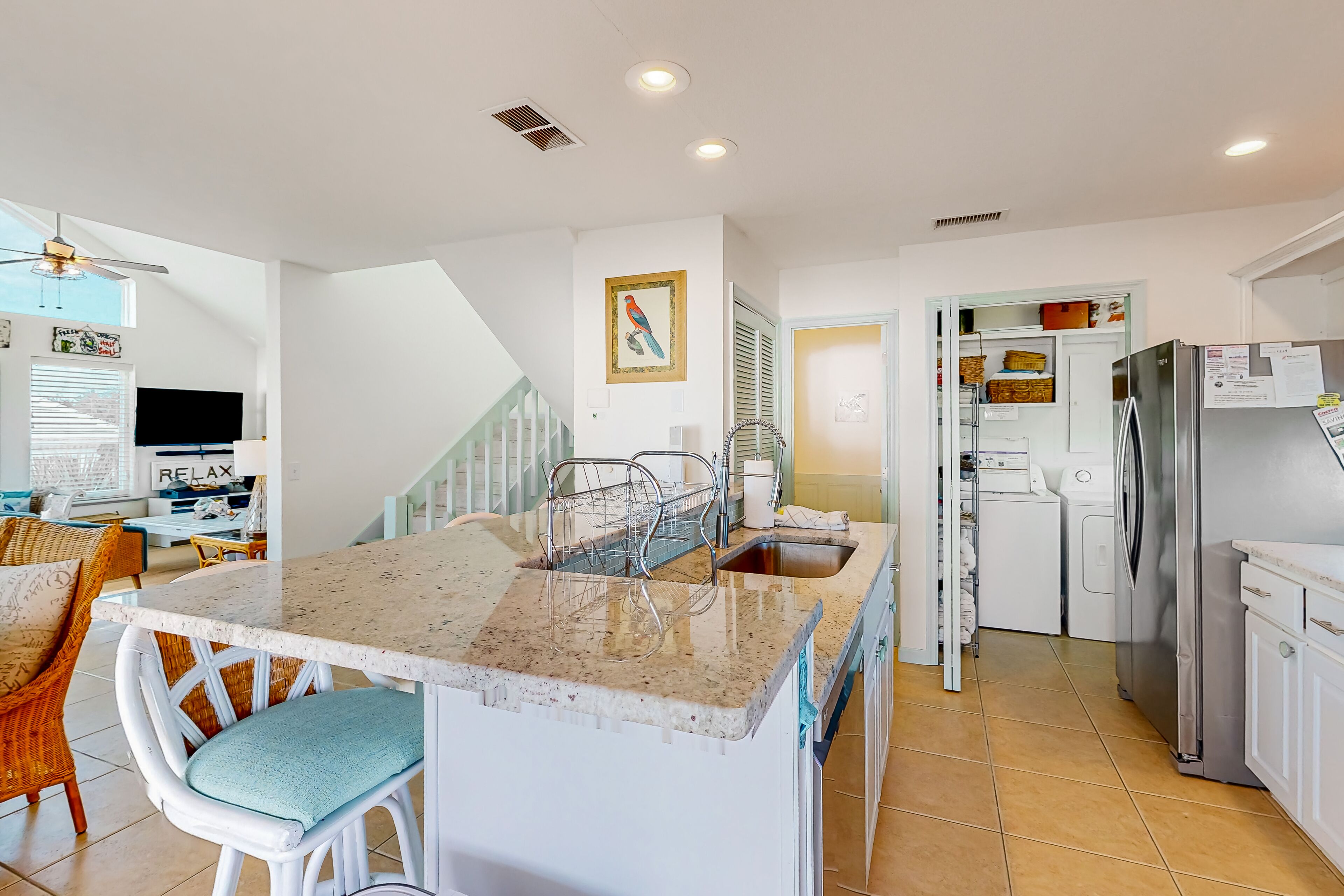 Dog-friendly beachfront home with private pool, on-site pool, gym, & central AC