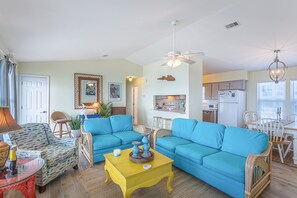 TV - Dog-friendly beachfront bungalow with gorgeous views, outdoor shower, and deck (St. George Island)