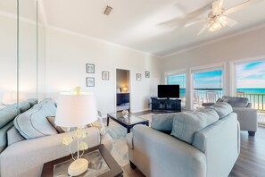 TV, DVD player - Beachfront dog-friendly home with private hot tub, boardwalk, on-site pools, gym (St. George Island)