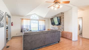TV, fireplace