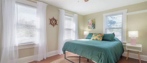 2 bedrooms, memory-foam beds, iron/ironing board, travel cot