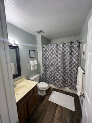 Combined shower/bathtub, towels, soap, toilet paper - Trail’s End comfy duplex for 6+ 2min ride from Trails (Bentonville)