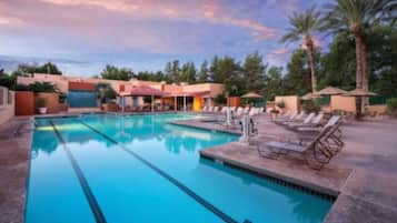 Outdoor pool, sun loungers