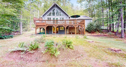 Dog-friendly, waterfront home on the Saco River with private hot tub & fireplace