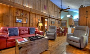 TV, fireplace, DVD player, video library