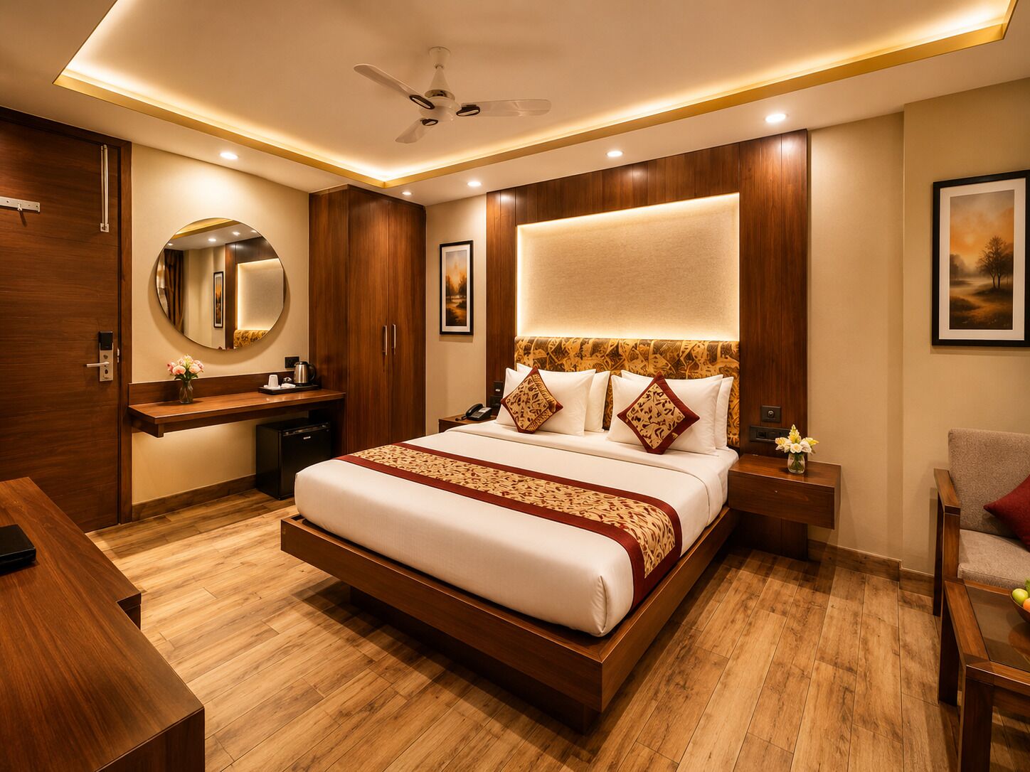 Habitación Deluxe doble | Ropa de cama de alta calidad y decoración individual